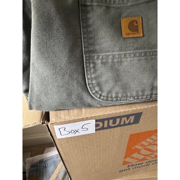 Carhartt Pants Mens 38x36 Green Flannel Lined Workwear B111 MOS Olive - Picture 13 of 13